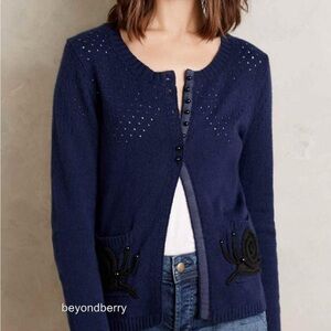 Anthropologie Stitched Snail Cardigan by Moth Size M